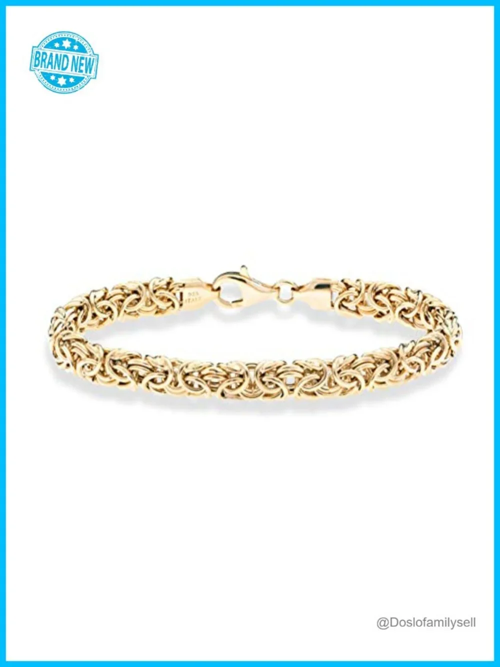 Italian 18K Gold Plated 925 Sterling Silver Byzantine Link Bracelet 8 Inch